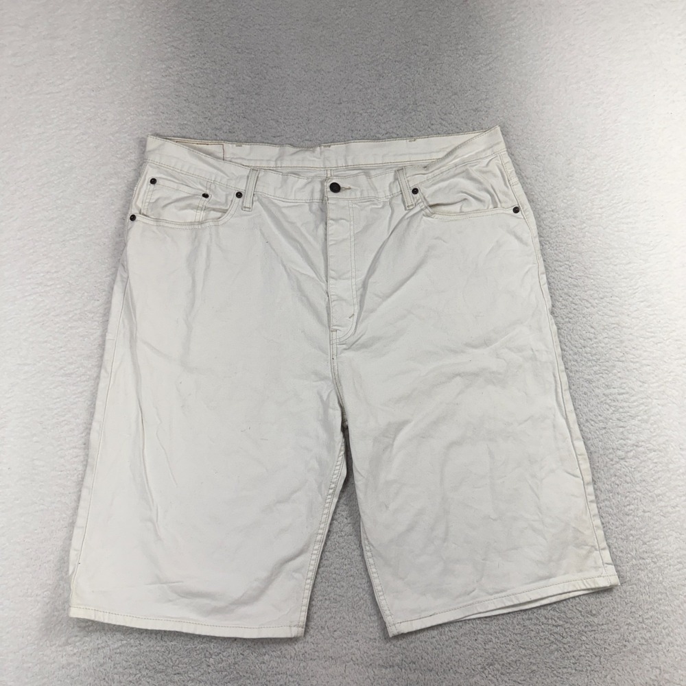 Levi's 569 Shorts Men 42 (W42x12) White Denim Flat Front Work Casual Jorts Egg